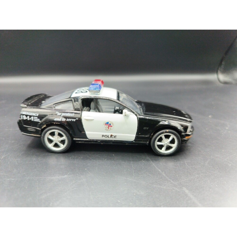 Kinsmart 2006 Ford Mustang GT Police Diecast 5" Car Black White Openable Doors